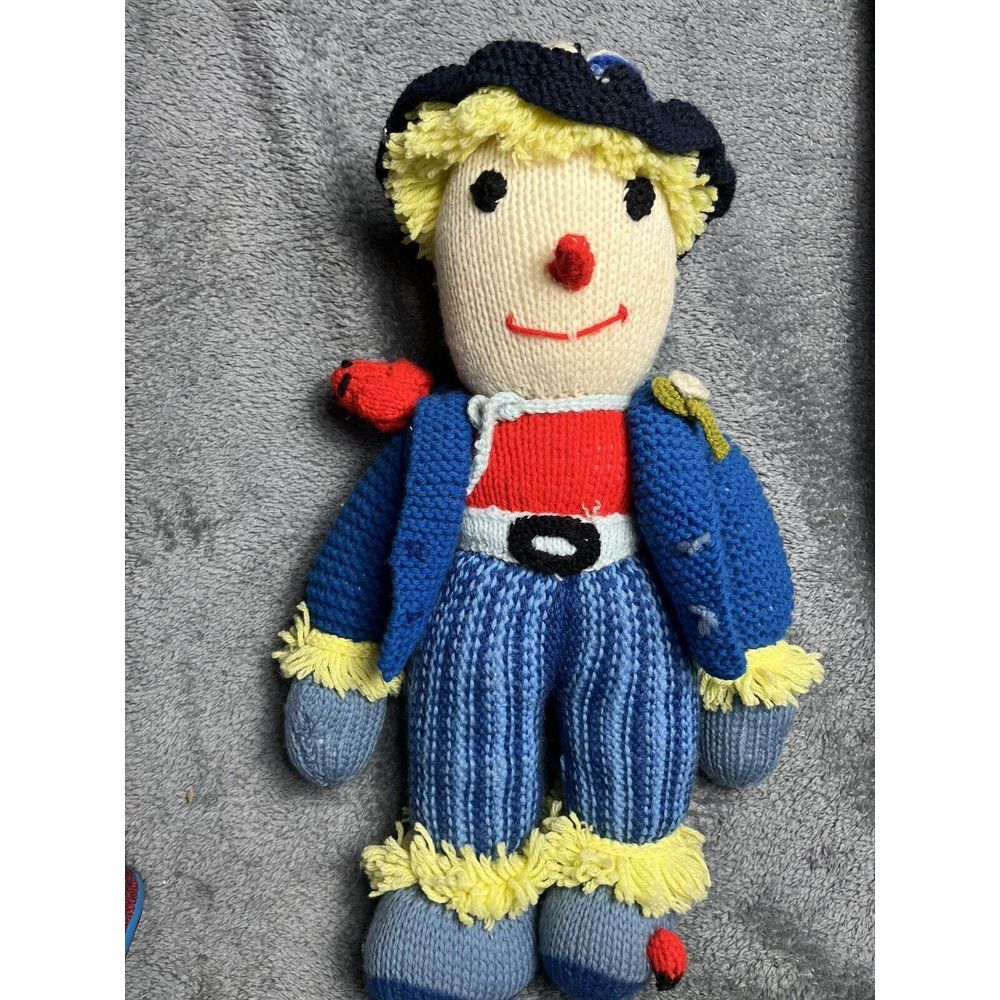 VINTAGE- 21"-  Handmade‎ - Crocheted - Scarecrow Doll with Critters